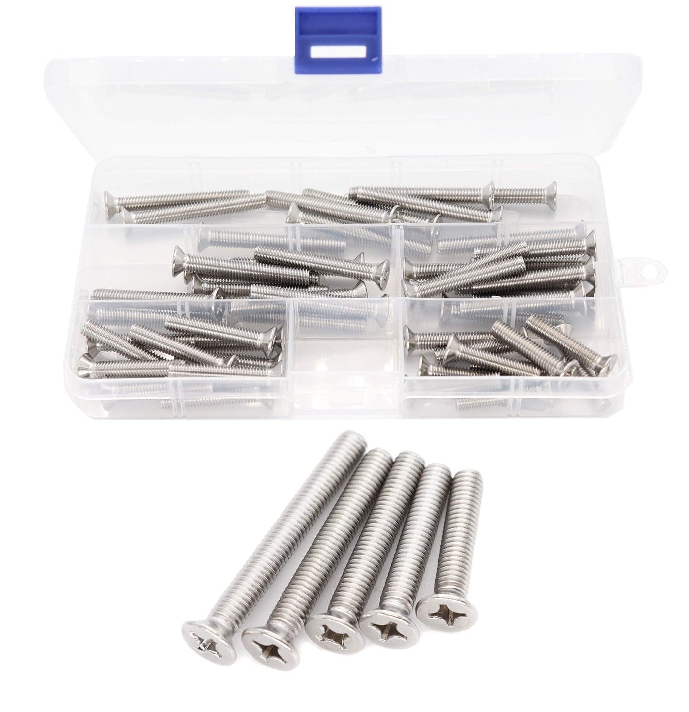 binifiMux 50pcs Flat Head Phillips M6 Machine Screws Assortment Kit 304 Stainless Steel M6x30mm 35mm 40mm 45mm 50mm