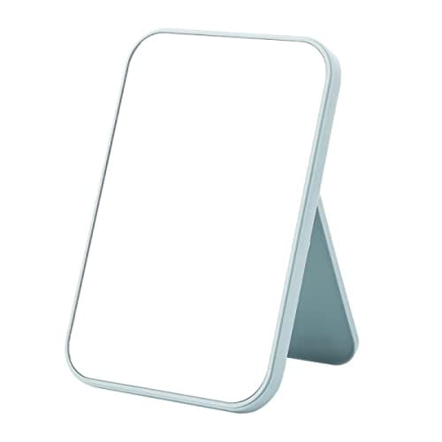 Mockery Multi-use Makeup Mirror, Foldable Makeup Mirror Simple Portable Makeup Mirror Princess Mirror Square Mirror Compact Foldable Desktop Cosmetic Makeup for Women and Men (Light Blue)