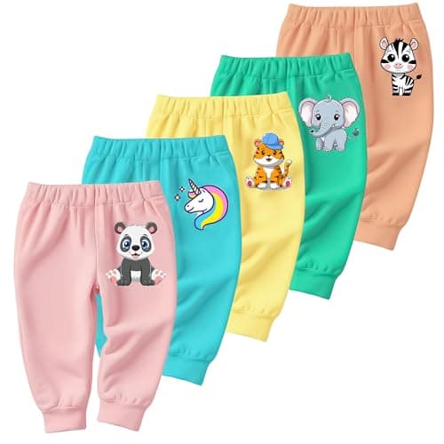 EIO Unisex Cotton Pajama Pants for Boys & Girls Combo Pack | Kids & Baby Soft Sleepwear Pyjamas Combo Pack | Toddler Breathable Nightwear Bottoms (Unisex Pack of 5, 6-7 Y)