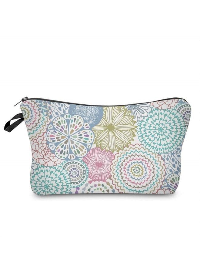 Cosmetic Bag for Women, Mandala Flowers Waterproof Makeup Bags Roomy Toiletry Pouch Travel Accessories Gifts (51561)