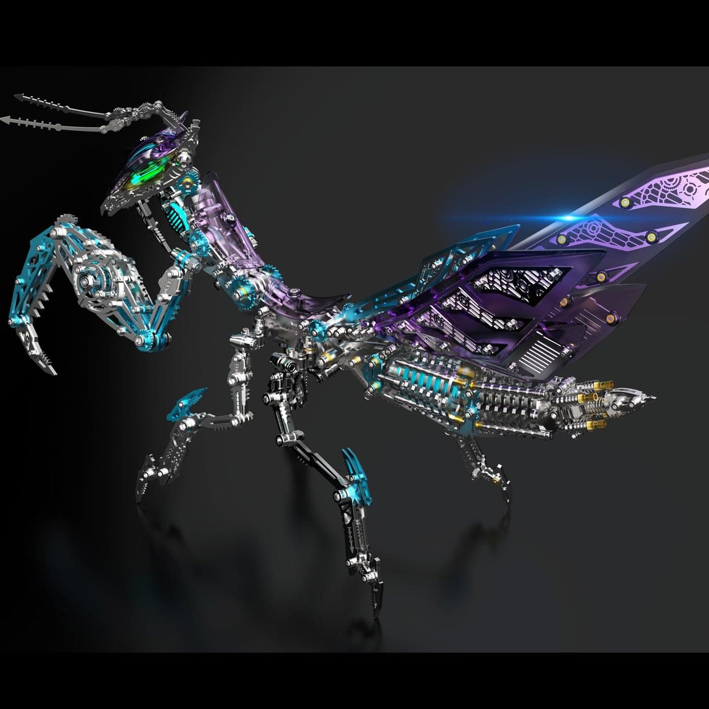 KonHaovF Colorful 3D Metal Puzzles for Adults Mantis Model with Light DIY 3D Mechanical Mantis Metal Model Kits to Build for Adults with Tool Desktop Building Toys for AdultsTeens B