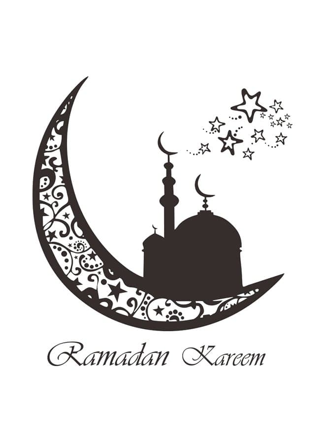 Bedroom Living Room Ramadan Auspicious Decorative Wall Sticker Black 63cm