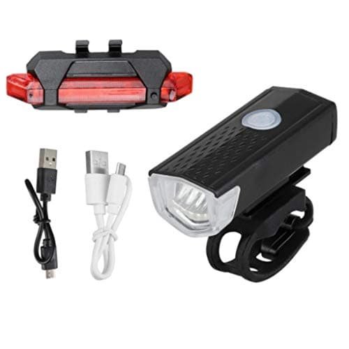 RESHNE Combo of Bicycle LED USB Rechargeable Head Light and Tail Light (Black)