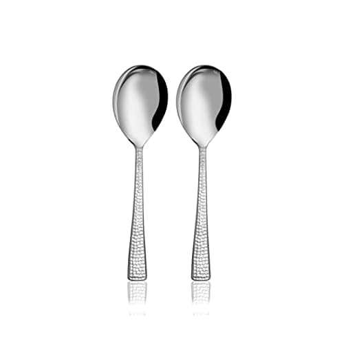 Shri & Sam Stainless Steel Impressa Hammered Serving Spoon,2 Pieces