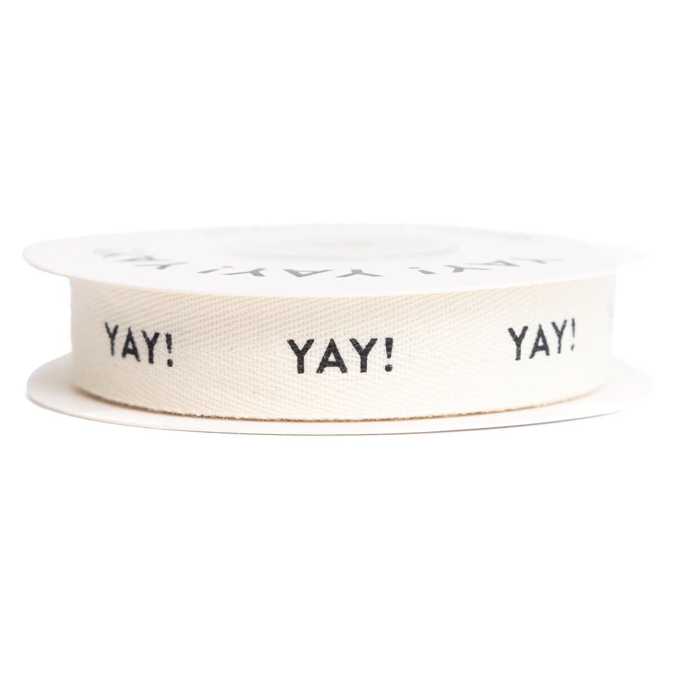 Sisterly Market Custom Herringbone Cotton Ribbon Natural 58 Inch Gift Ribbon with Yay Printed Phrase 10 Yards