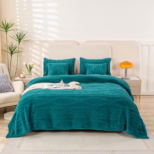 YUSOKI Queen Size Blanket Single Layer,Weight(4.4lb),370GMS-3D Stylish Design for Gift Home Decor (Teal,90"x90")