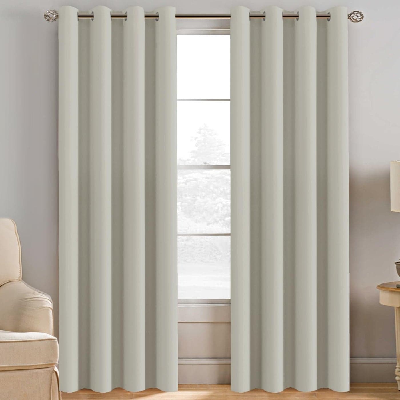 HVERSAILTEX Ivory Curtains for Bedroom Window Treatment Blackout Thermal Insulated Room Darkening Solid Grommet CurtainsDrapes for Living Room Set of 2 Panels 52 by 84 Inch Long IvoryCream