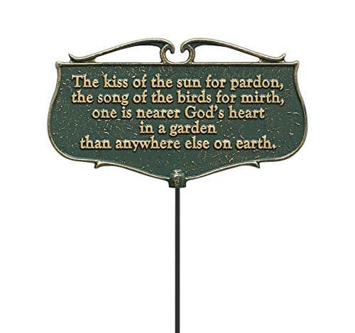 Whitehall Products "The Kiss of The Sun..." Garden Poem Sign, Green/Gold, Aluminum