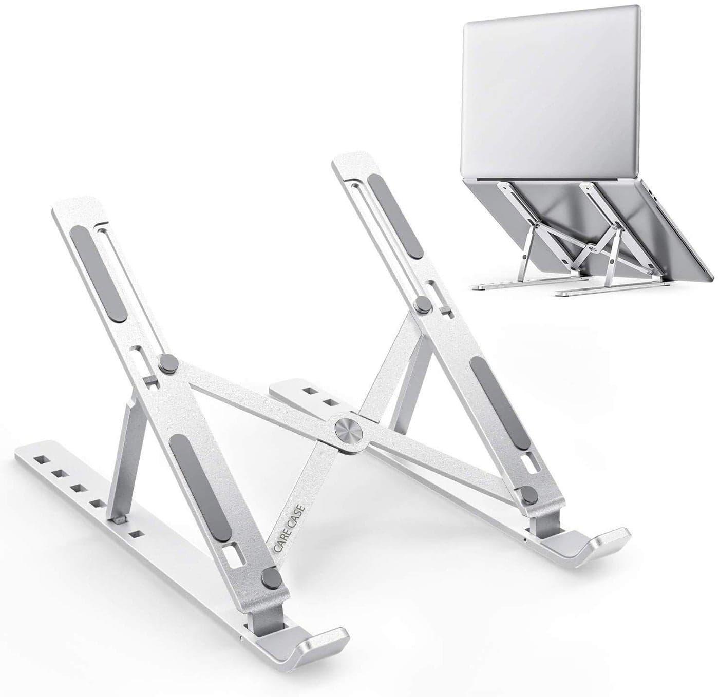 CARE CASE Creative Foldable Height Adjustable Metal Frame Laptop Stand Ergonomic Over Heating Protection for Laptops Silver