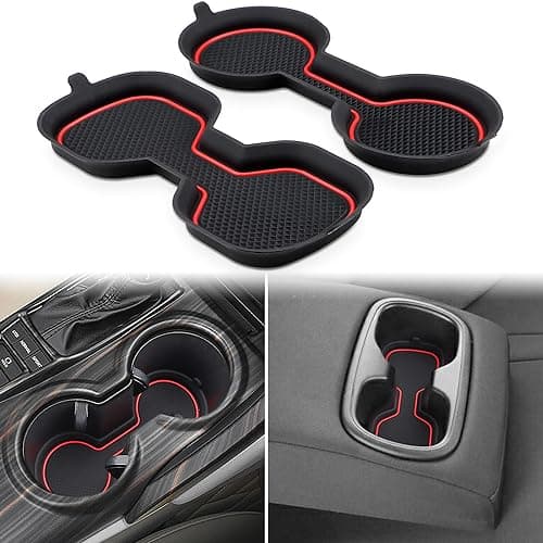 Auovo 3D Cup Holder Insert Coasters Compatible with Toyota Camry Accessories 20182023 2024 Silicone Cup Mat Pad Liners Replacement Interior Decoration Red Trim 2pc Set