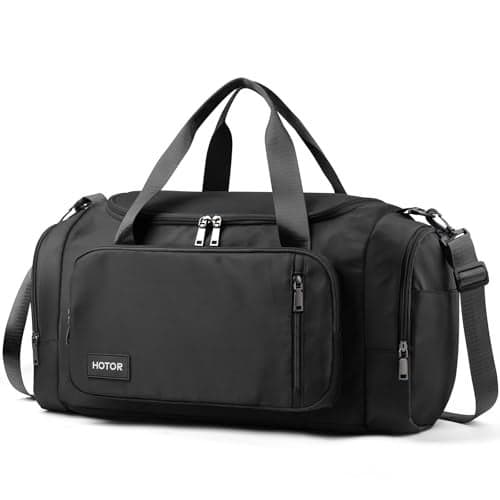 HOTOR Gym Bags for Men Women Spacious Duffle Bag with Shoe Compartment Wet Pocket Carry On Weekender Bag Portable Sports Duffel Bag for Workout Fitness Travel Black 205 x 110 x 106