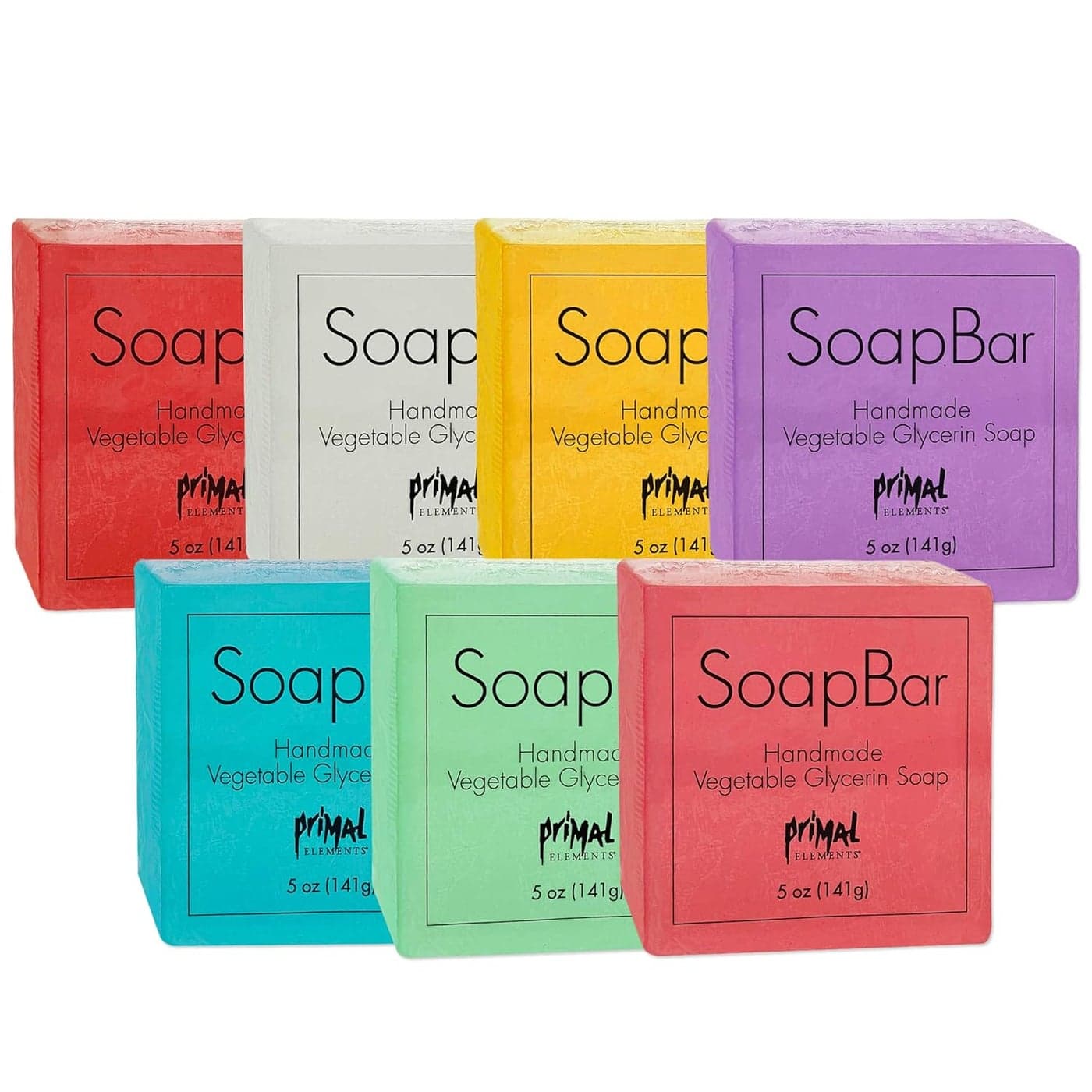 Primal Elements Vegetable Glycerin Scented Soap Bars Great for Face and Body Unisex Men and Women Travel Size Variety Pack Homemade 5 Ounce Pack of 7
