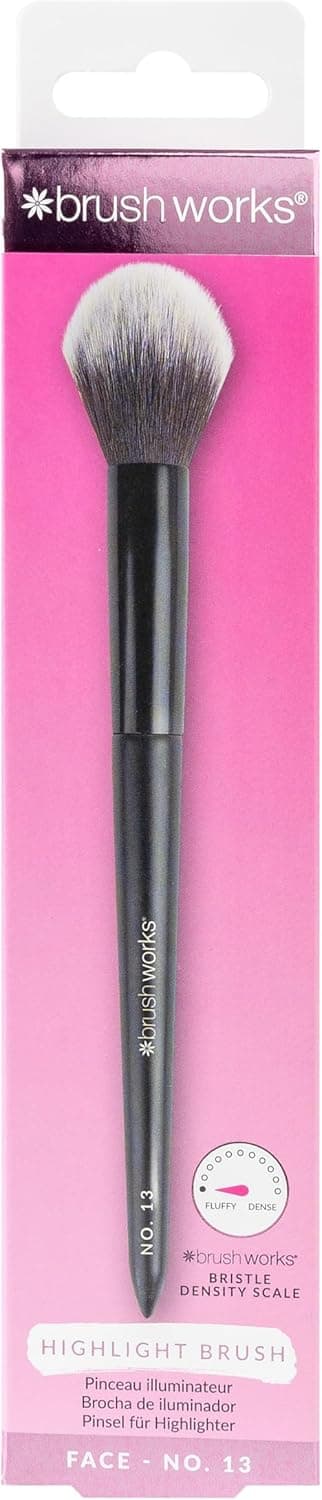 Brushworks No13 Highlighter Brush UltraFluffy Tapered Makeup Brush for a Radiant Glass Skin Glow Vegan CrueltyFree