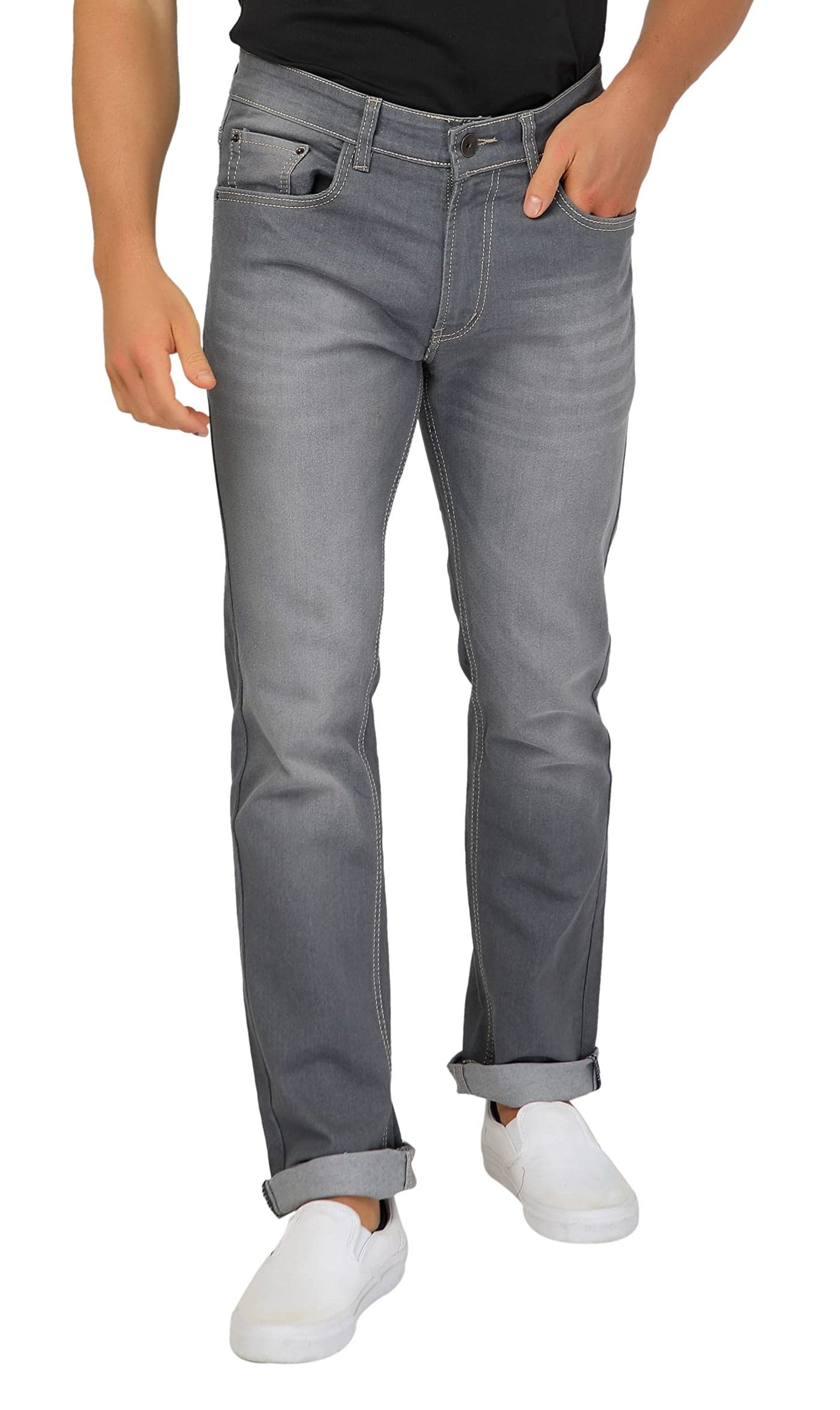 Ben Martin Men's Regular Fit Stretchable 32 Size Grey Cotton Denim High Rise Jeans Pant for Men, JJ3-2