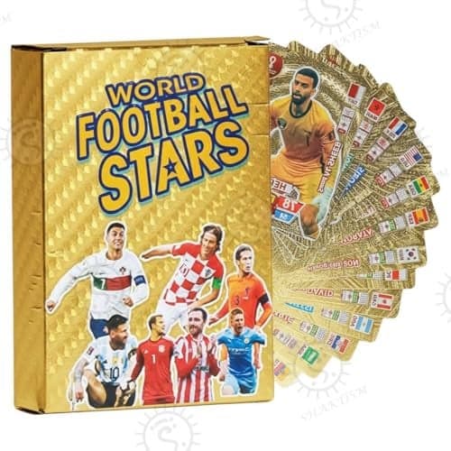 SHAKTISM World Football Star Gold Cards, Soccer Trading Card 2024 World Cup Football Star UEFA Champions League, Pack of 55