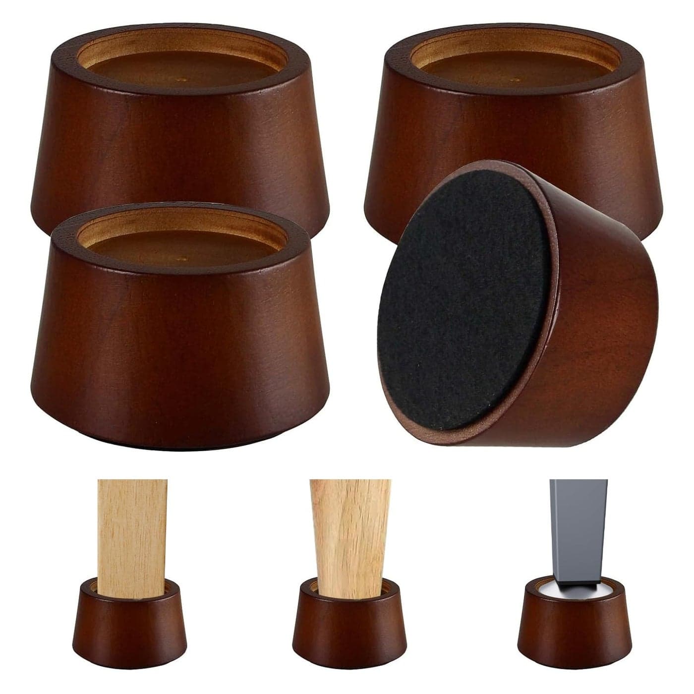 KOIKEY Furniture Raisers Bed Risers 2 Inch Wooden Circle Heavy Duty Furniture Height Extenders Lifts for Sofa Couch Desk Chair Table Base Raising Space Convenient Store and Cleaning Pack of 4