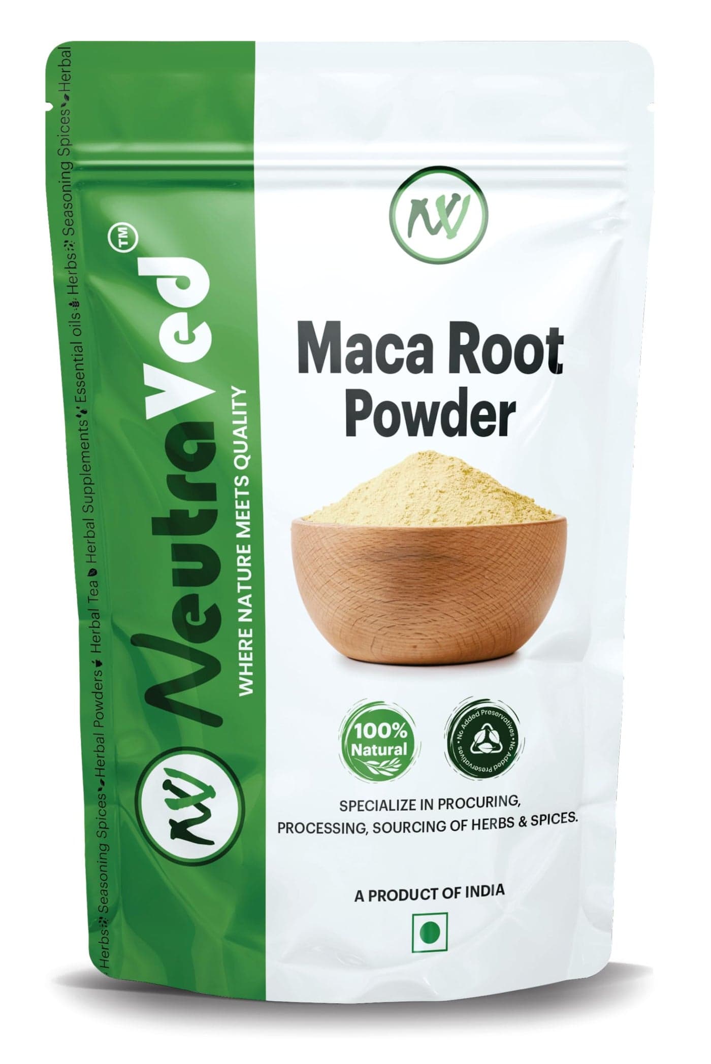 NeutraVed 100% Natural Maca Root Powder -50g | Pure Peruvian Superfood (Lepidium Meyenii) | Natural Adaptogen for Energy, Stamina, Mood & Hormonal Balance | Non-GMO, Vegan & Gluten Free | Zipper Standup Pouch