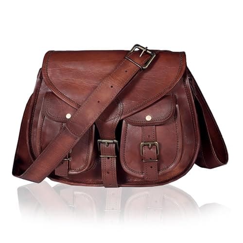 Women Leather Crossbody Satchel Ladies Purse Women Shoulder Bag Tote Travel Purse Genuine Leather Handbags 14 Inch