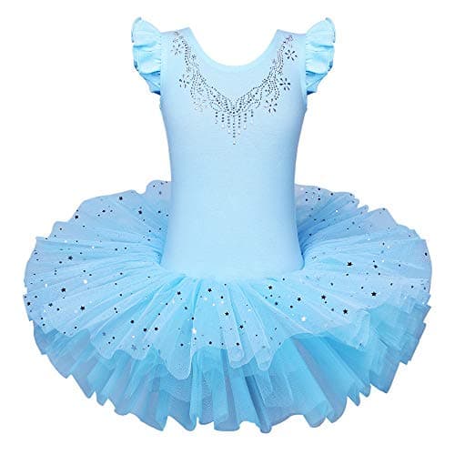 BAOHULU Ballet Leotards for Girls Full Skirted Dance Tutu Dress Party Costumes BB184_Blue_M