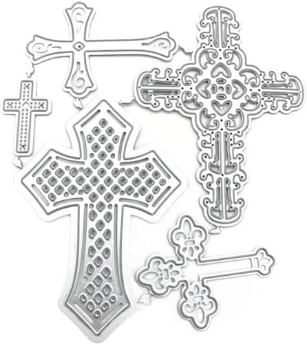 Mvchif-ay Cross Set Cutting Dies for Paper Card Making Metal Scrapbooking Tool DIY Craft Embossing for Photo Album Decor(5 Pcs Crosses) (XKAI00246)