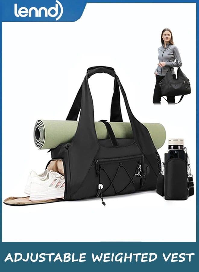 Gym bags for men and women, large capacity travel duffel bag, weekender bag with shoe compartment, gym tote bag with crossbody water bottle bag for travel