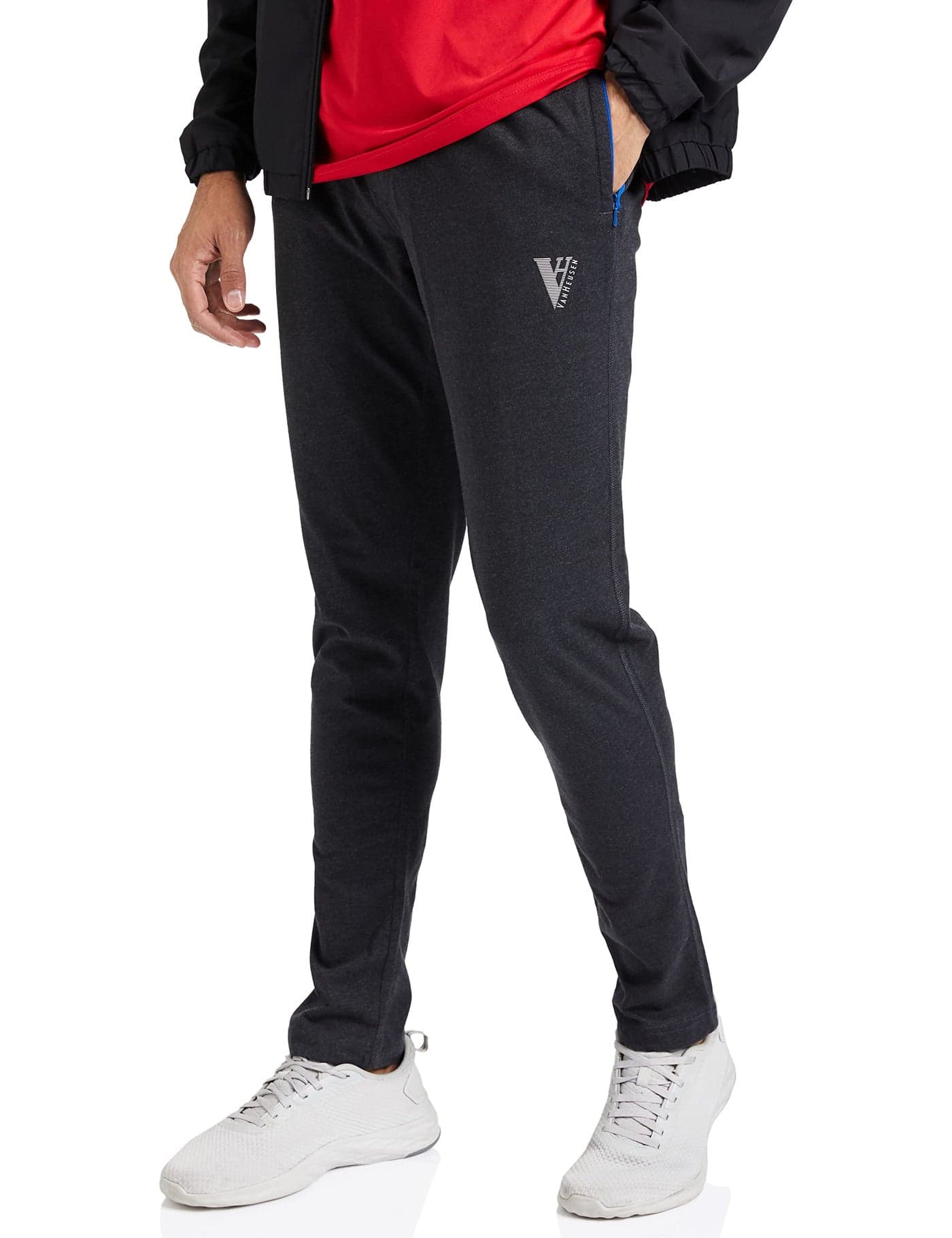 Van Heusen Athleisure Men's Track Pants(50052_Charcoal Melange_Large_Charcoal Melange_Large)