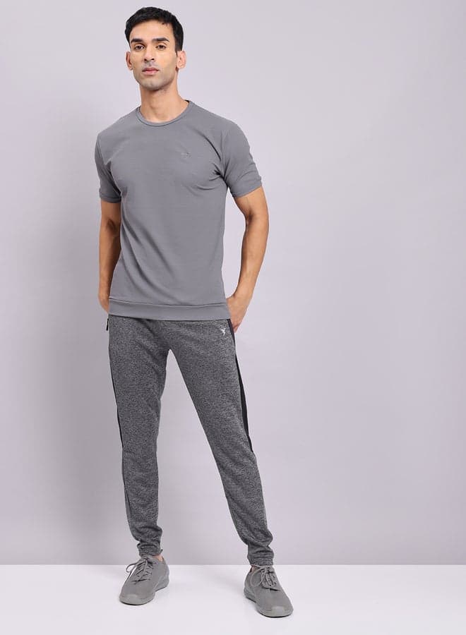 Men Melange Slim Fit Track Pants With Techno Dry