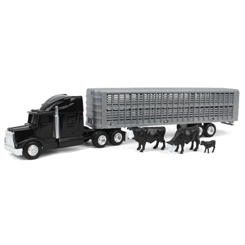 ERTL Tomy Farm Semitruck with Livestock Trailer and Toy Animals 164 Scale Opening Trailer Door Free Rolling Wheels Durable Construction for Indoor and Outdoor Play Ages 3