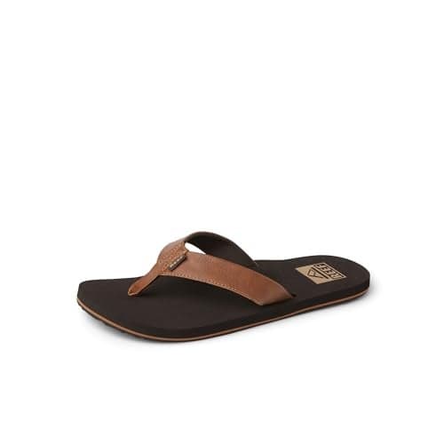 Reef Twinpin Mens Beach Flip Flop, Soft Cushion Footbed, Water Friendly, Brown, 9