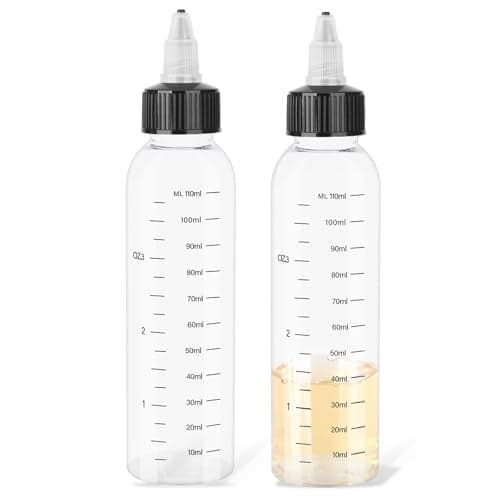 Skrfren 2 Pack Applicator Bottles for Hair 4 Ounce Empty Plastic Color Oil Squeeze Bottles Hair Squeeze Bottle TwistOn Top Tip Cap with Ratio Graduated Scale