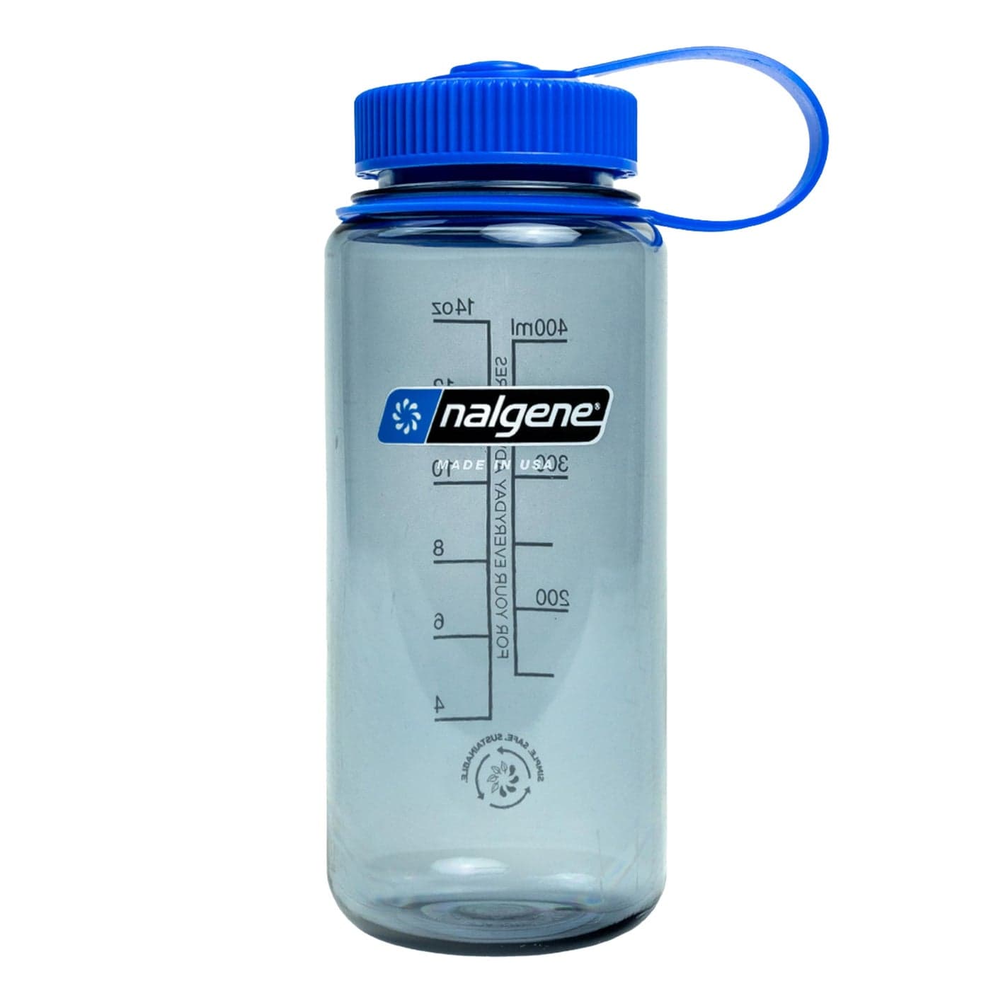 Nalgene Sustain Tritan BPAFree Water Bottle Made with Material Derived from 50 Plastic Waste using ISCC certified mass balance 16 OZ Wide MouthGrey