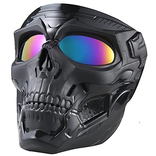 Airsoft Skull Mask Full Face Tactical Masks with PC Lens Eye Protection for Paintball Halloween Scary Masks,Motorcycle Goggles Racing Combat Tactical Goggles