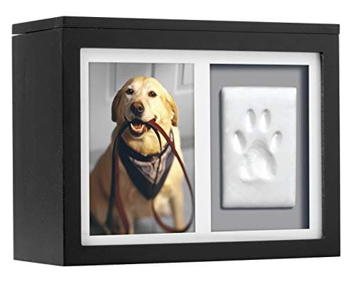 Pearhead Pet Memory Box & Urn – Solid Wood, Black Finish, Personalized Keepsake with Clay Paw-Print Kit & 4" × 6" Photo Frame – Holds Ashes, Collars, Special Toys & Memories