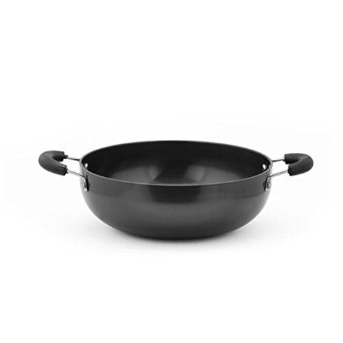 Sumeet 3Mm Hardanodised Deep Kadhai Size No. - 12 22Cm Dia. 2 Ltr Capacity, Black