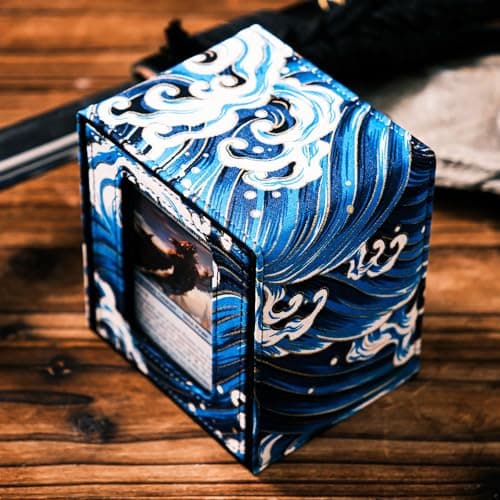 KakapopoTCG The Shogun Deckimono a Kimono Deck Box for MTG Magic FaB EDH Commander YGO DND Spell Cards FaB PTCG TCG Winter Waves