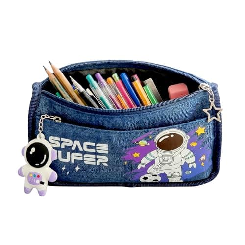 Party Propz Pencil Pouch for Boys - 1 Pcs Space Theme Pencil Pouches for Stationary | Aesthetic Pencil Case for College Students | School Pouch for Boys Stylish | Cute Pouch Korean(Assorted)