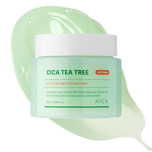 AVCA Quick Calming Cica Tea Tree Cream 100ml338 fl oz Soothing Moisturizer for Sensitive RednessProne Skin Lightweight Hydrating Gel KBeauty