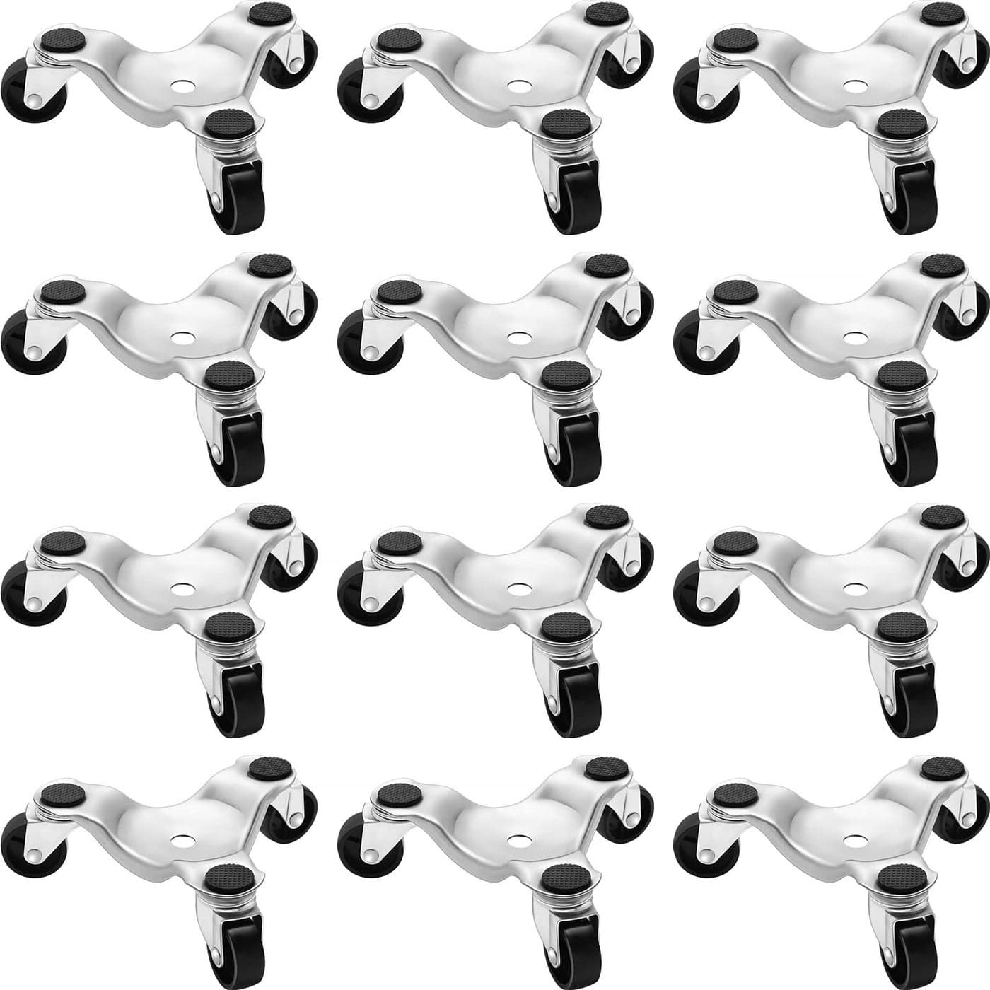 12 Pcs Furniture Moving Dolly Set 3 Wheel Steel Tri Dolly Heavy Duty Movers Mobile Rollers Triangle Swivel Caster Easy Moving Tool for Home Furniture Appliance 6 Inches 200 lbs Load Capacity