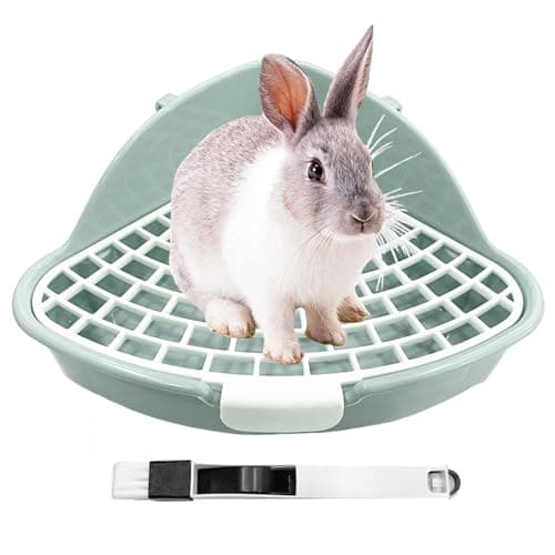 Vayinana Rabbit Litter Box Bunny Corner Toilet Box Potty Trainer for Hamster Guinea Pig Ferret Rat Chinchialla Cage Pan 39 x 75 x 75