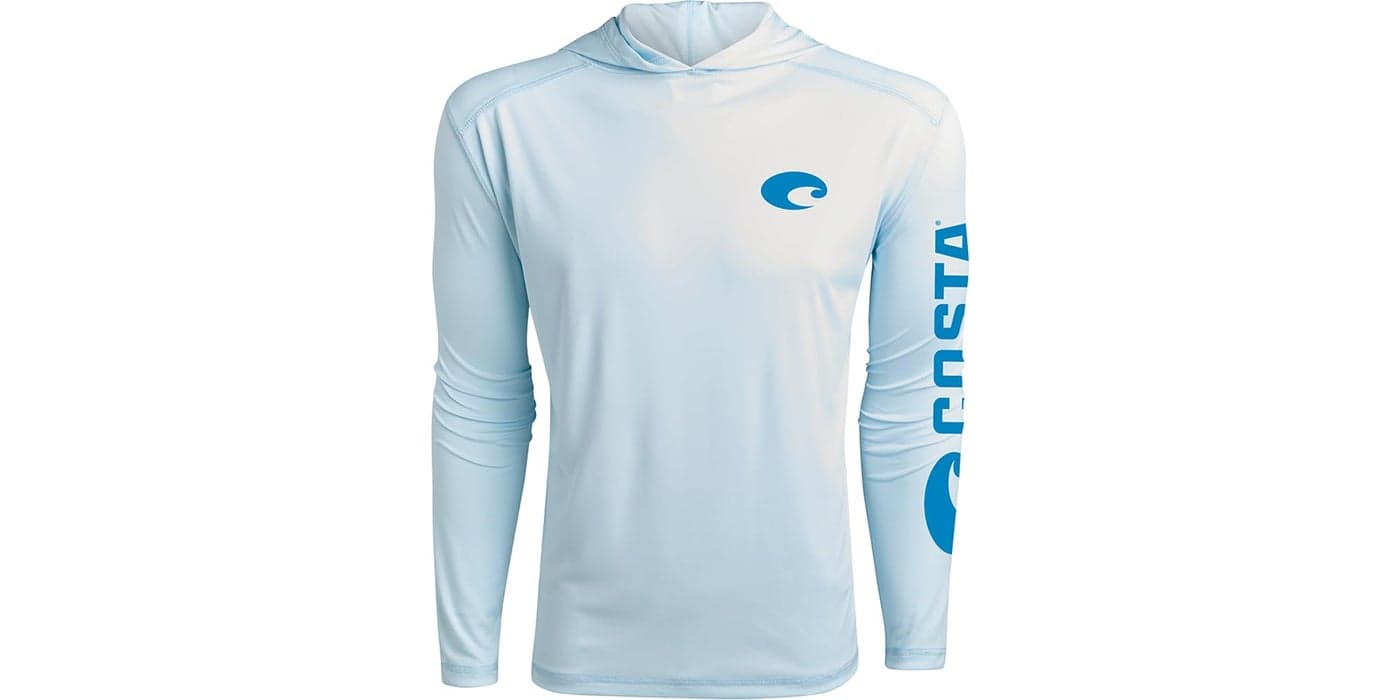 Costa Del Mar Tech Hood Performance Long Sleeve Shirt, Arctic Blue, Small