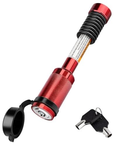 METOWARE Trailer Hitch Pin Lock, Tailer Receiver Lock Fits Class III/IV, 2", 2-1/2" Hitch Receiver with 5/8" Dia Pin and 8 Rattle Rubber O-Rings, for Trailer, Truck, Car, Boat (Red)