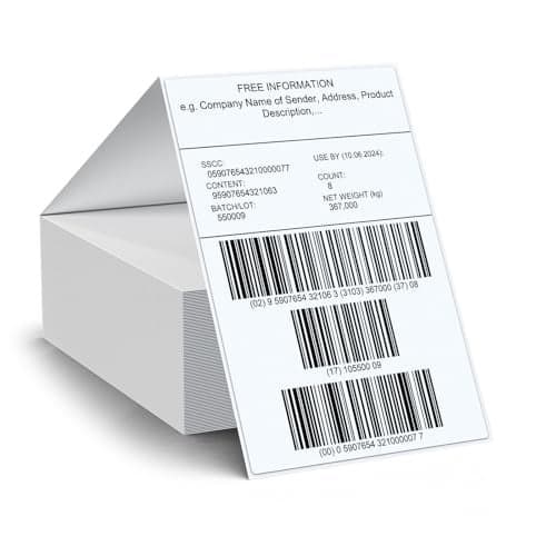 FINDAT Thermal Shipping Labels 4"x 6" Fanfold Green Vinyl Stickers Self-Adhesive Perforated Line Waterproof Direct Printing Label Paper for UPS Address Mailing Package 250 PCS