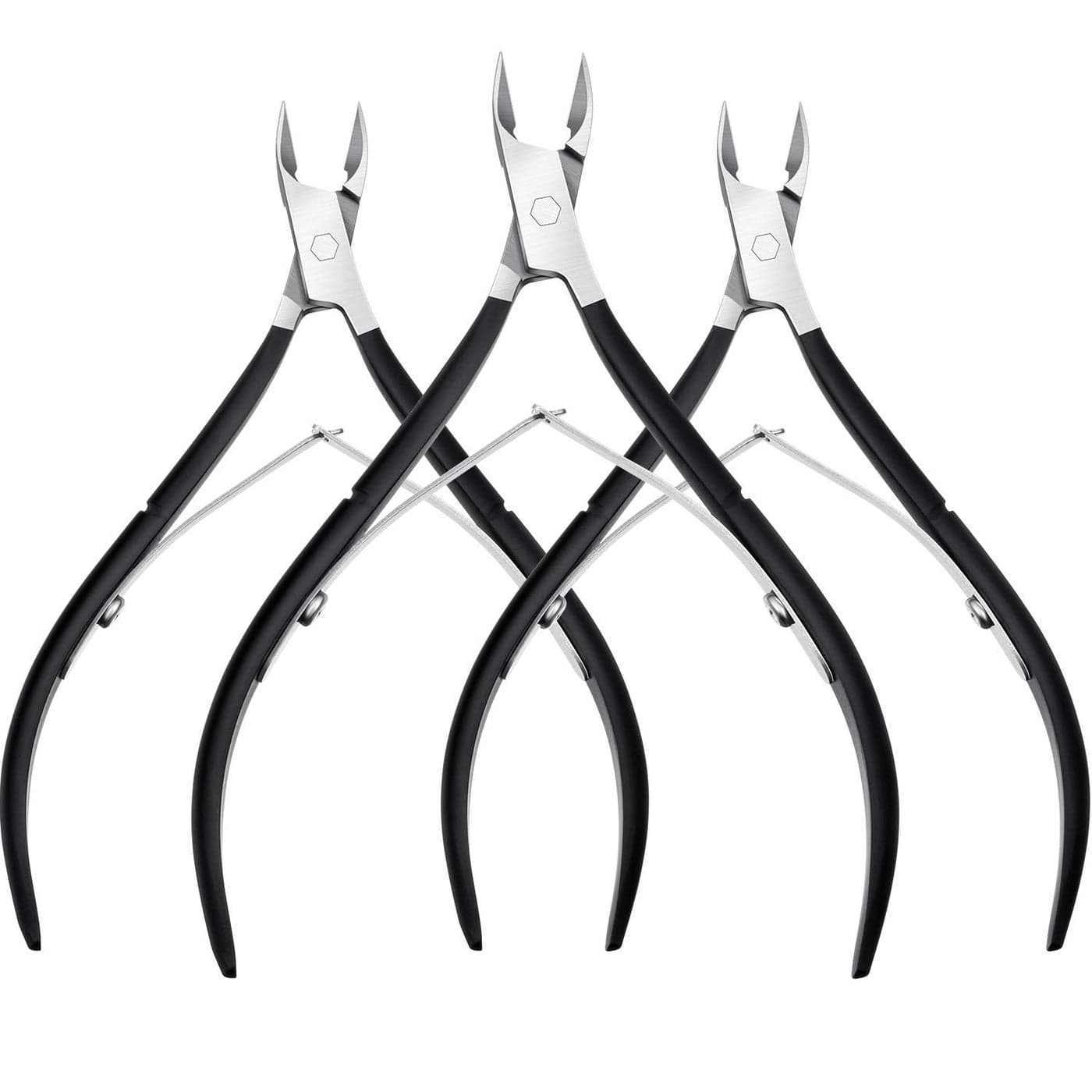 Mudder 3 Packs Cuticle Nippers Cutter Tool Stainless Steel Nail Cuticle Trimmer Remover with Pointed Blade Scissors Pedicure Manicure Tool for Fingernails Nails Care and ToenailsBlack