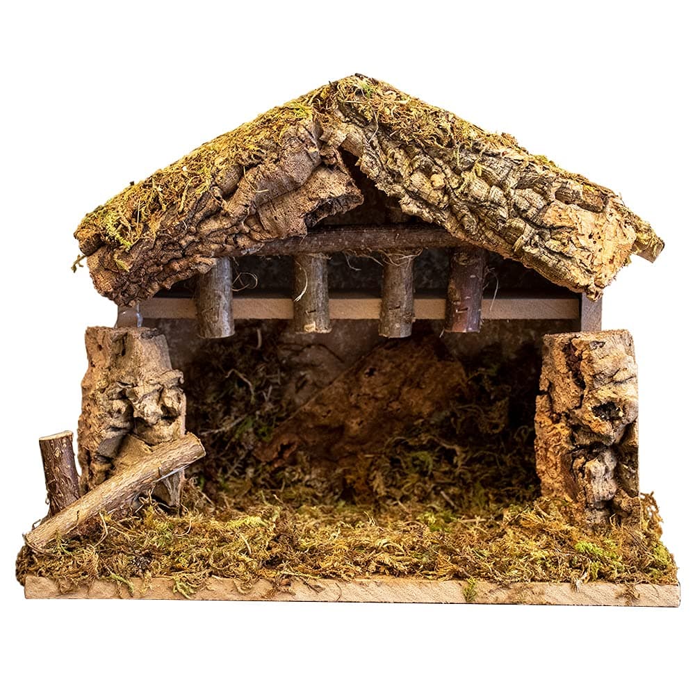 Village Nativity Wooden Stable Creche for Christmas Nativity Set 10 inches x 5 inches x 8 inches Made in Italy