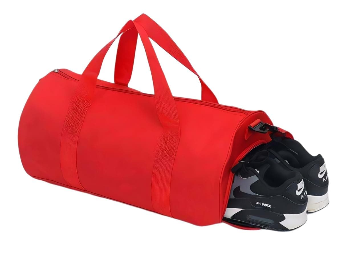 ACORMEK Gym Bag for Men and Women Travel Sports Duffel Bag with Shoes Compartment Adjustable Strap and Water Resistant | Workout, Exercise, Fitness |Kit |Sports Fitness Bag (Red)