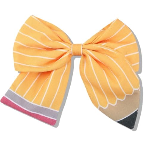 Back to School Hair Bows Clips Pencil Hair Clip with Stripe Yellow Bowknot Hairgrips 55First Day of School Alligator Barrettes Hairpins for Kindergarten New Grade Students