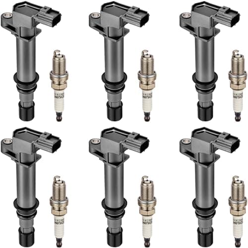 BDFHYK Ignition Coil Pack UF270 and Iridium Spark Plugs 4504 Compatible with Dodge Dakota Durango Nitro Ram 1500 Jeep Commander Grand Cherokee Liberty 3.7L V6, Sets of 6