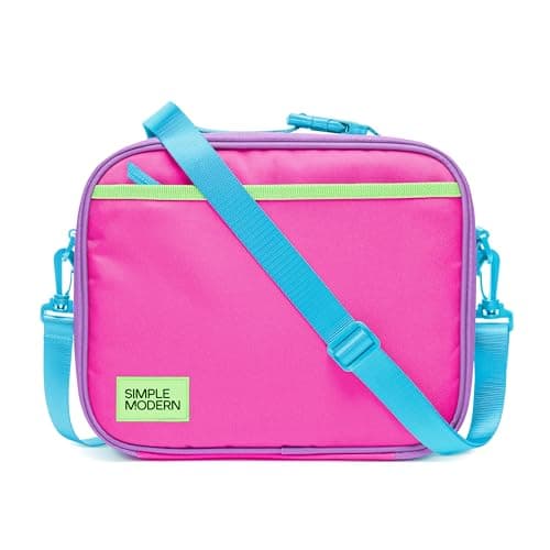 Simple Modern Hadley with Shoulder Strap Lunch Box for Kids Teens and Adults Insulated Bag for Girls Boys Women Men Meal Containers with Exterior and Interior Pockets 80s Mix