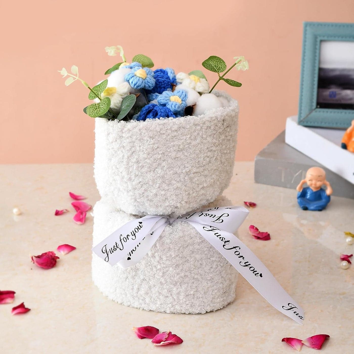 Xtore Handmade Crochet Knitted Bouquet for Weddings Birthdays Valentines Day Pack of 1 Multi