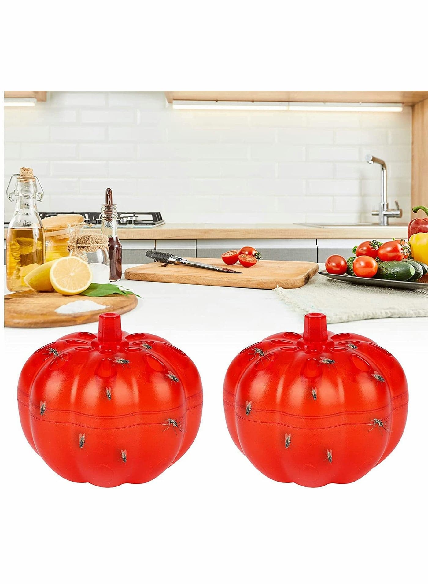 Fruit Fly Traps Indoor, for Indoors and Kitchen Small and Flexible Easy to Carry, Small Pumpkin Fruit Fly Trap for Home Against Pests Fruit Flies, Small Flying Insects - 2Pcs